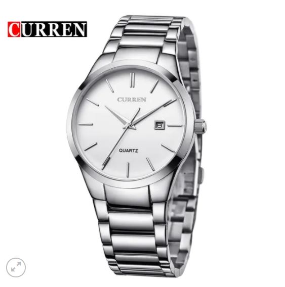Curren 8106 Stainless Steel Watch For Men – Silver – The Time Series