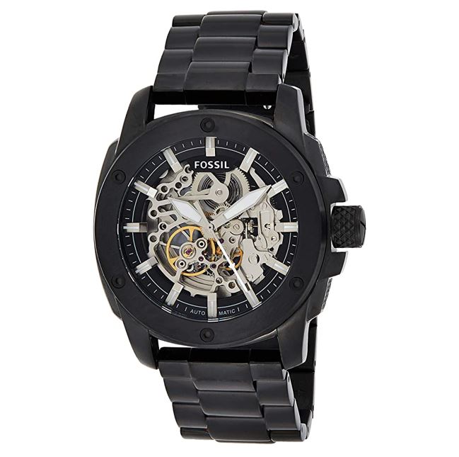 FOSSIL MODERN MACHINE AUTOMATIC SKELETON DIAL SILVER BAND MENS WATCH ...