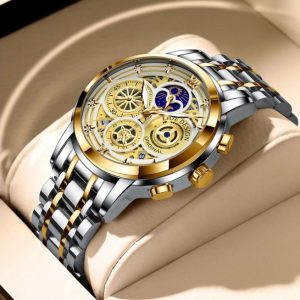 LIGE LG8942A Men Watch LIGE Top Brand Luxury Casual Sport Watches For Men Stainless Steel Wrist Watch Man Clock Fashion Moon Phase Wristwatch