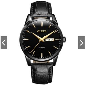 Olevs Black Leather Men Watch Men's Business Male Watch Luminous Watch