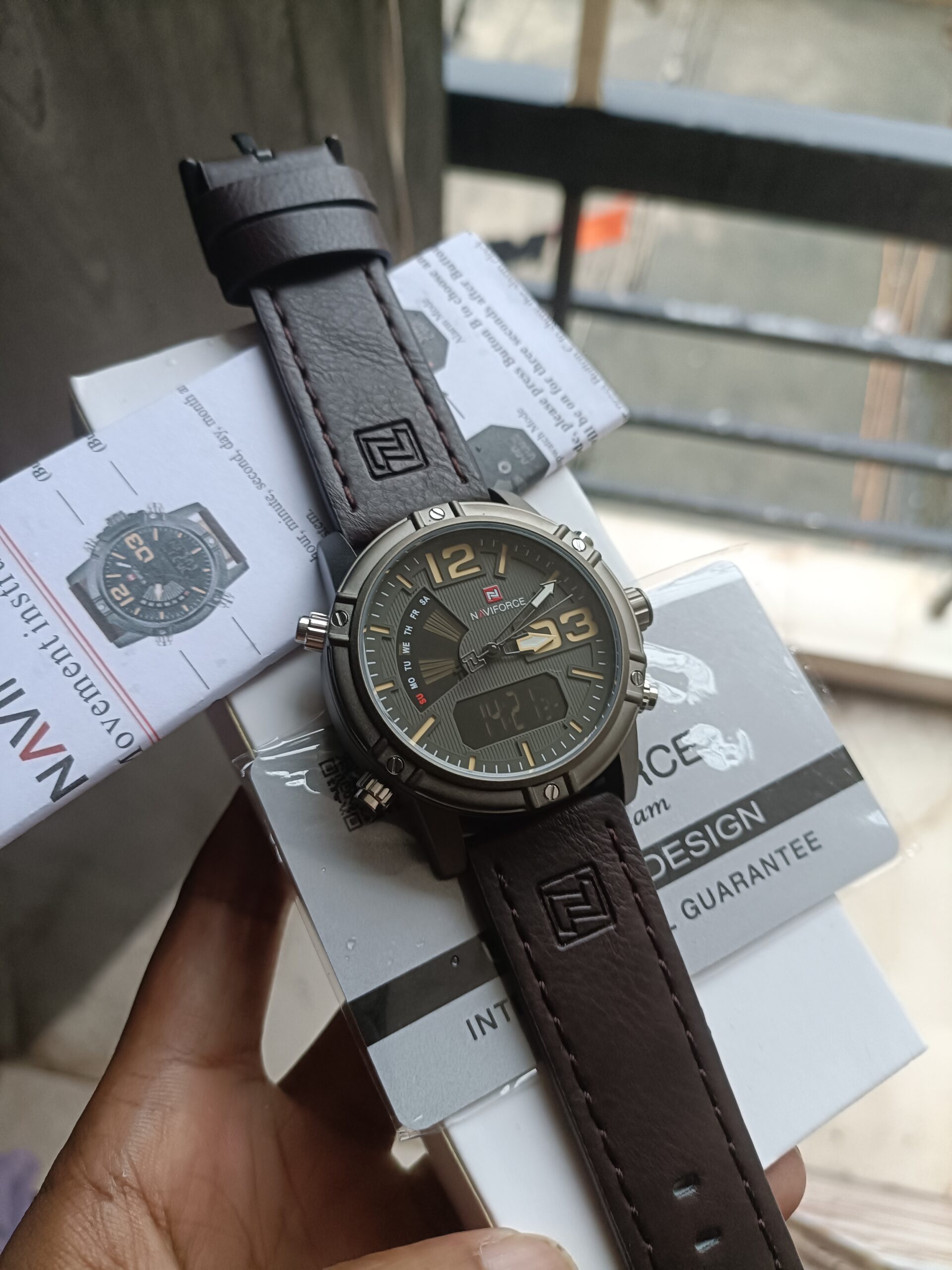 NAVIFORCE NF 9095 Military Dual-Time Chocolat Colour Watch – The Time ...